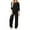 Black, variant on Women's Ribbed Knit Lounge Set, Straight Leg Pants Two Piece Outfit, Long Sleeve Top and Pants Set, Comfortable Elastic Waistband, Relaxed Fit Casual Home Suit Black L
