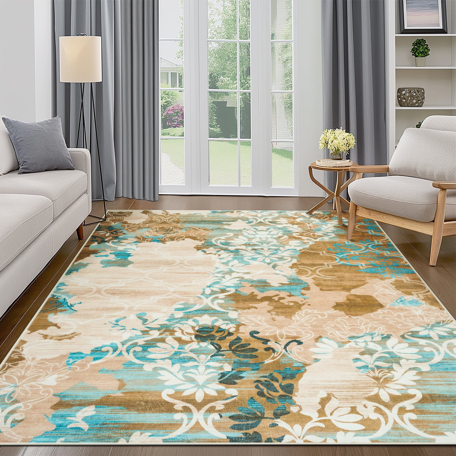 Astorug Modern Abstract Area Rugs 5x8, Large Washable Rugs for Living Room Soft Rugs for Bedroom, Orange