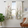 thumbnail image 5 of Floral Kitchen Curtains Small Wildflower Cafe Curtains Green Leaves Plant Botanical Rod Pocket Farmhouse Sage Herb Living Room Bedroom Window Drape Treatment Fabric 2 Panels 27.5 x 36 Inch, 5 of 6