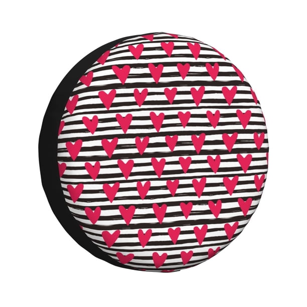 Balery Hearts And Lines Cubiertas para Neumáticos - Protector Resistente para Neumáticos de Camioneta, SUV, Remolque, Camper y RV-15 inch