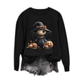 thumbnail image 3 of Women's Cute Scarecrow Graphic Sweatshirts Halloween Spider Pullover Tops Casual Long Sleeve Crewneck Shirts Loose Fit Fall Clothes Autumn Holiday Sweaters, 3 of 6