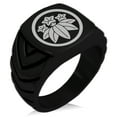 thumbnail image 1 of Stainless Steel Ishikawa Samurai Crest Chevron Pattern Biker Style Polished Ring, 1 of 1