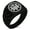 Black, variant on Stainless Steel Ishikawa Samurai Crest Chevron Pattern Biker Style Polished Ring