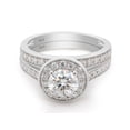 thumbnail image 3 of Round Cut Moissanite Lab Created Diamond Halo Engagement Wedding Ring Set 14K White Gold Over Sterling Silver(G-H Color,VVS1 Clarity,1.75 Cttw)-5.5, 3 of 8