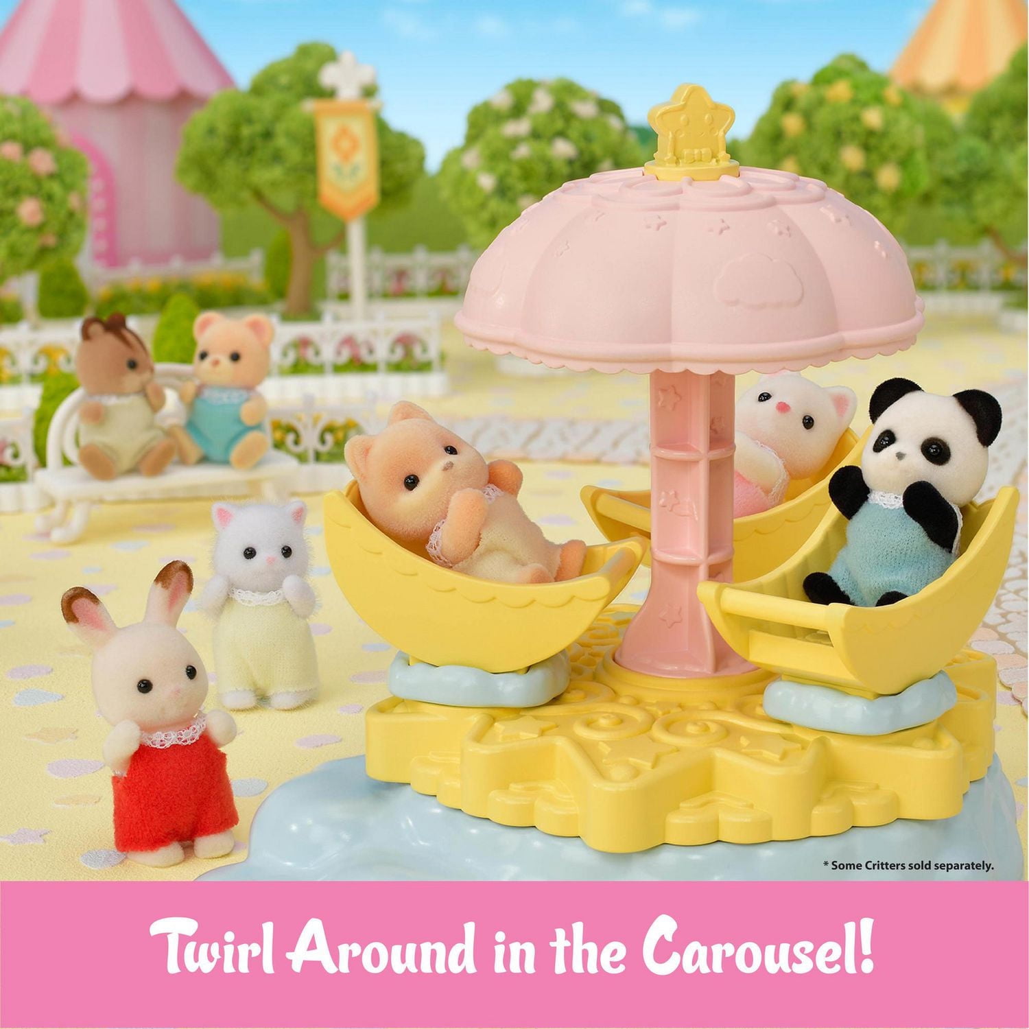Calico Critters Baby Star Carousel, Dollhouse Playset with Collectible Doll Figure