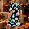thumbnail image 2 of Ounisa Halloween Pajamas Women Casual Short Sleeve Button Down Tops and Shorts Silk Pajama Sets Sleepwear Lounge Sets, 2 of 8