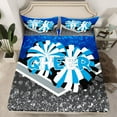 thumbnail image 2 of jejeloiu Cheerleader Twin Sheet Sets,Gray Blue White Twin Fitted Sheet,Girls Gymnastic Sports Flat Sheet For Kids,Microfiber Bedroom Decor,3-Piece, 2 of 7