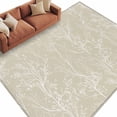 thumbnail image 2 of Beige Art Washable Living Room Rugs 8'x10', White Tree Branch Botanical Abstract Plant Leaves Low Pile Throw Large Area Rug Non-Slip Sturdy Edge Binding Carpet for Bedroom Dining Room Office, 2 of 9