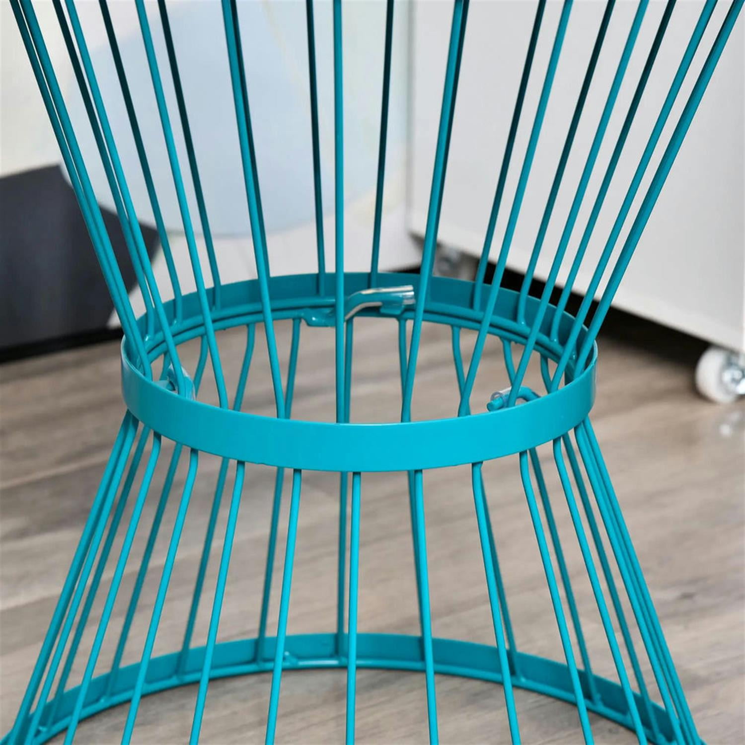 Demi Bonn 15" Steel Outdoor Side Table, Hourglass Design End Table for Patio & Indoor Use, Garden Accent Table, Blue