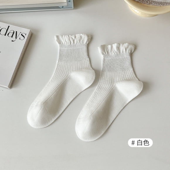 Xiao Hua 6 pares de calcetines de algodón para mujer, finos, suaves, cómodos, transpirables, de vestir, por encima del tobillo, para negocios, informales y deportivos (blancos).