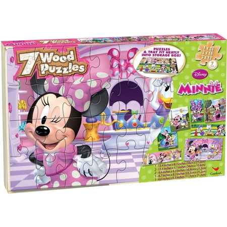 Disney Minnie Mouse 7 Wood Jigsaw Puzzles in Wood Storage ...