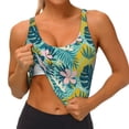 thumbnail image 4 of Haiem Tropical Floral Pattern Womens Sports Bra - U Neck Padded Low Impact Yoga Bra Workout Crop Top Gym Moisture-Wicking Workout Vest -Medium, 4 of 9