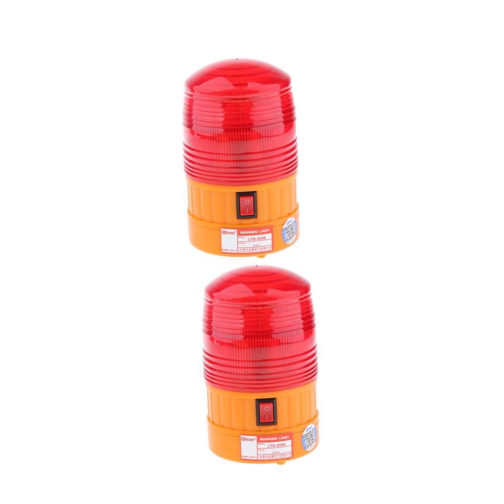 2xRed DC6V Flashing Warning Lights Lower Magnet Battery Operated LED Lights 
