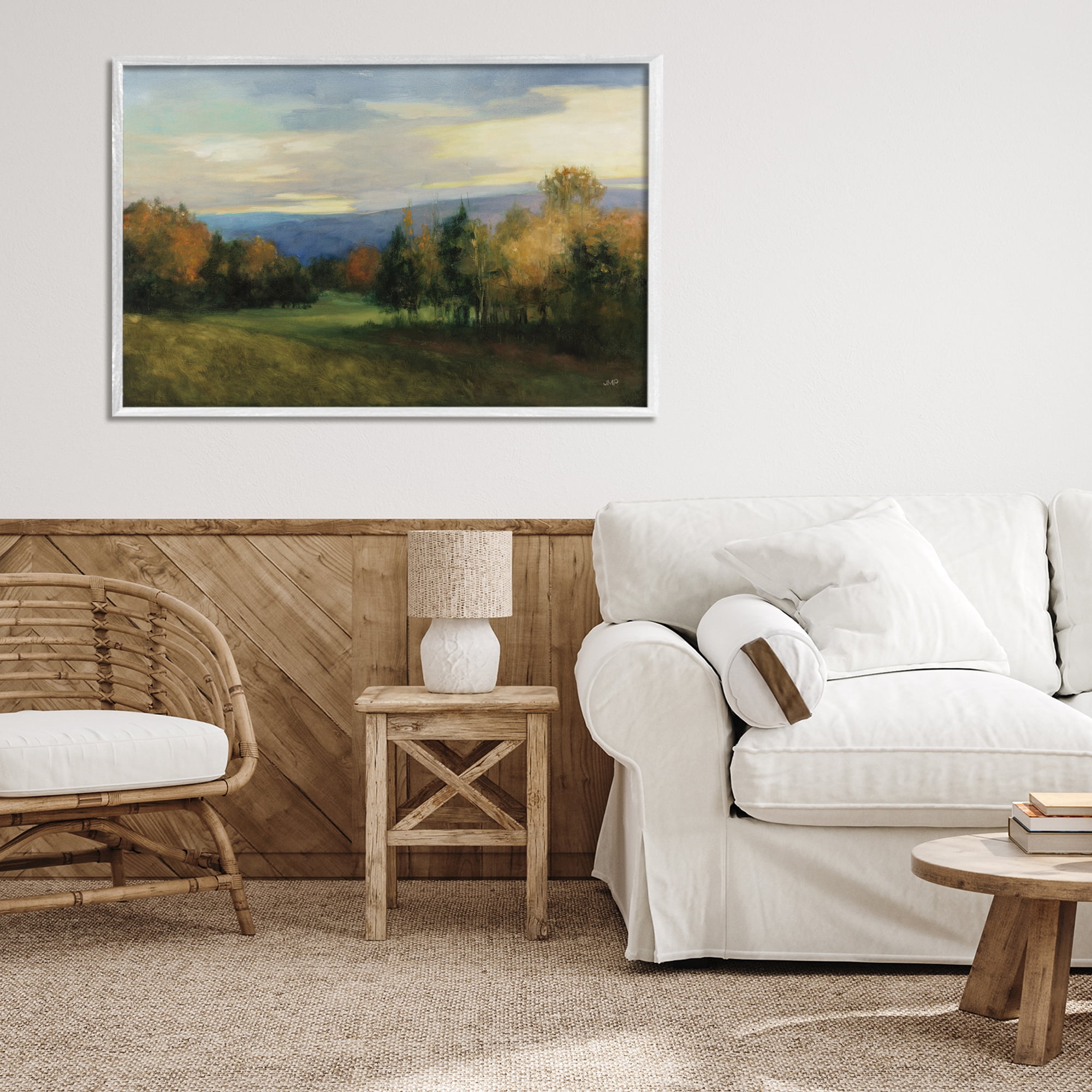 Stupell Industries October Meadow Countryside White Framed Giclee Art, design by Julia Purinton