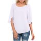 thumbnail image 2 of Pntutb moda mujer casual cuello redondo suelta tops 3/4 manga gasa blusa camisa tops Pntutb Pntutb-6931, 2 of 5