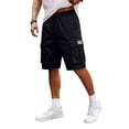 thumbnail image 2 of Mens Cargo Shorts Big and Tall Drawstring Elastic Waist Athletic Hiking Shorts Lightweight Bermuda Short with Pockets Black L, 2 of 9