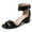 Black Vegan Leather, variant on J. Adams Mimi Ankle Strap Kitten Heel Sandal - Comfortable Low Heels Dress Shoes for Women