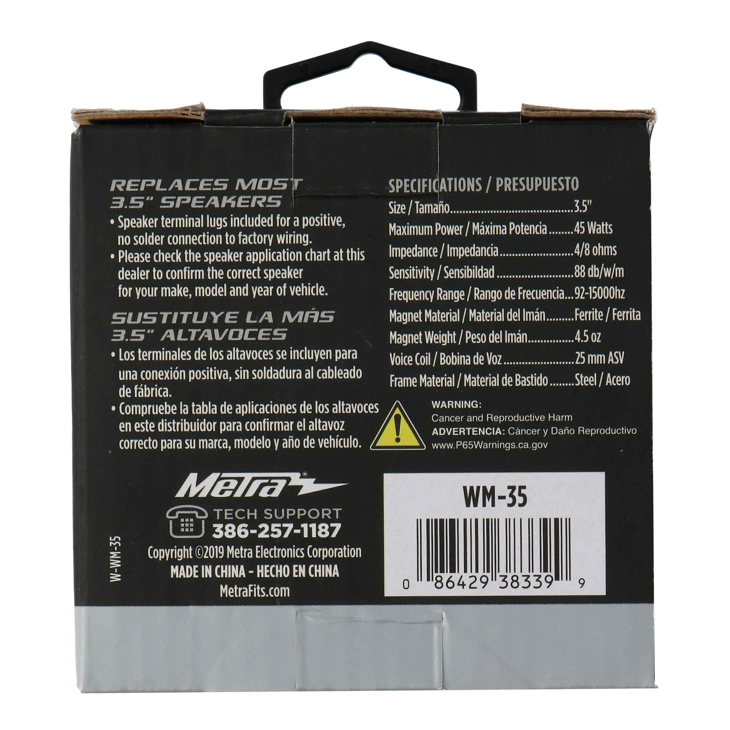 Metra WM-35 Universal 3.5 inch Dual Cone Replacement Speaker