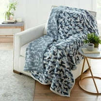 Crafted by Catherine Print Cozy Knit Throw Blanket 60" x 70" Inches, Soft Decorative Throw for Couch Bed Sofa Travel, Blue