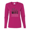 thumbnail image 2 of Wild Bobby, Mom Wife Boss Mother's Day Womens Graphic Long Sleeve Tee, Fuschia, X-Large, 2 of 6