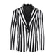 thumbnail image 5 of INSPIRAR CHIC Traje de Hombre a Rayas de Una Sola Botonadura Ajustado Casual Blazer Vertical Rayas M Blanco, 5 of 6