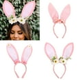 thumbnail image 2 of FENOHREFE Cosplay Bunnies Girl Hairhoop with Flower Decors Lovely Spring Theme Rabbits Ear Headband Costume Accessories All Ages, 2 of 6
