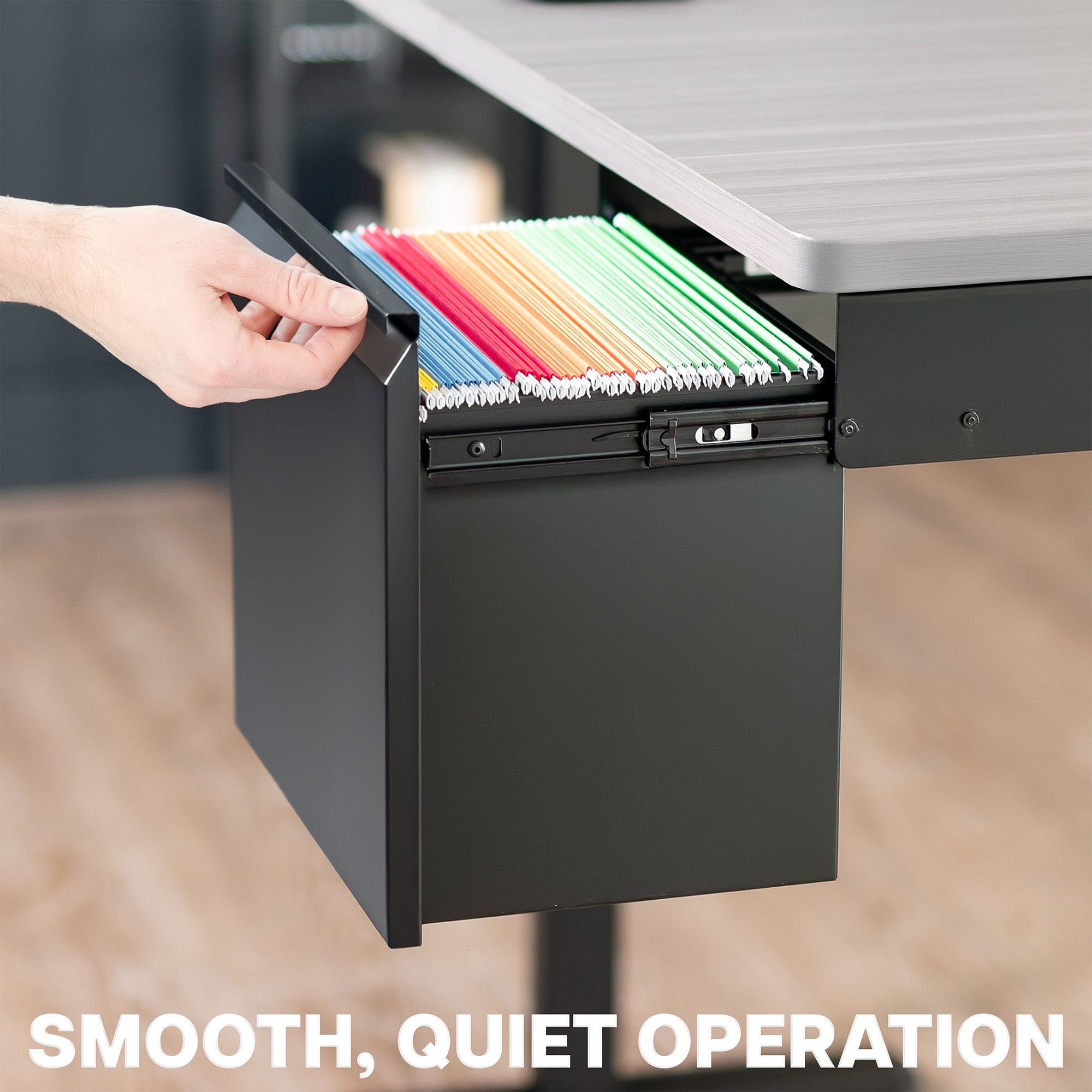 VIVO Black Under Desk Filing Cabinet, Large Storage Drawer for Letter Size Files