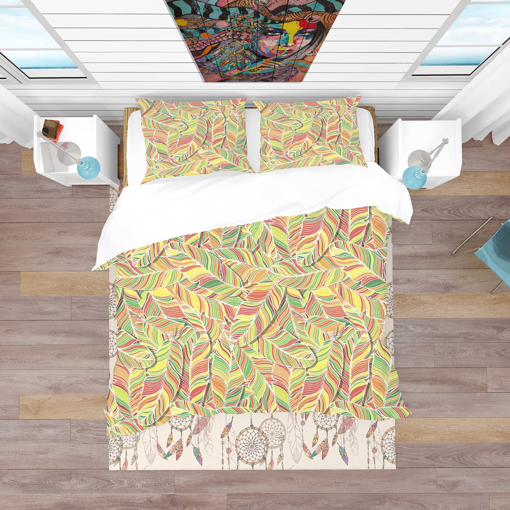 Designart 'Brightly Colored Feathers' Southwestern Duvet Cover Set