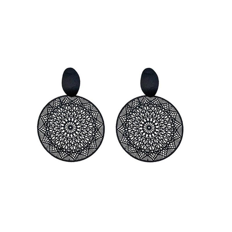 Fdesigner Boho Woven Geometric Earrings Drop Black Jewelry Fashion Silk Earring Dangle for Women and Girls