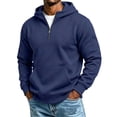 thumbnail image 2 of Men's Half Zip Hoodies Long Sleeve Pocket Loose Fit Casual Everyday Fall Winter Tops, 2 of 8