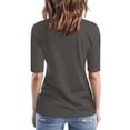 thumbnail image 4 of Sillenn Basic T Shirts Half Sleeve Tee Shirts V Neck Mid Arm Length Shirts Women Tight Casual Basic Tees Basic Layering Top Casual Fitted Tee Round Neck Fitted Top Cute Summer Shirts Grey M, 4 of 7