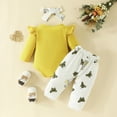 thumbnail image 4 of RTKFRFLM Christmas Girls Outfits Sets Winter Baby Long Sleeve Ribbed Elephant Print Romper Pants Headb Outfit Soft Playwear Casual Wear Clothing Sets,Size 9-12 Months, 4 of 4