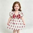 thumbnail image 7 of Teylalorva Girls Midi Dress, Cute Graphic Short Sleeve Summer Ruffles Casual Party Sundress Red Size 2, 7 of 7