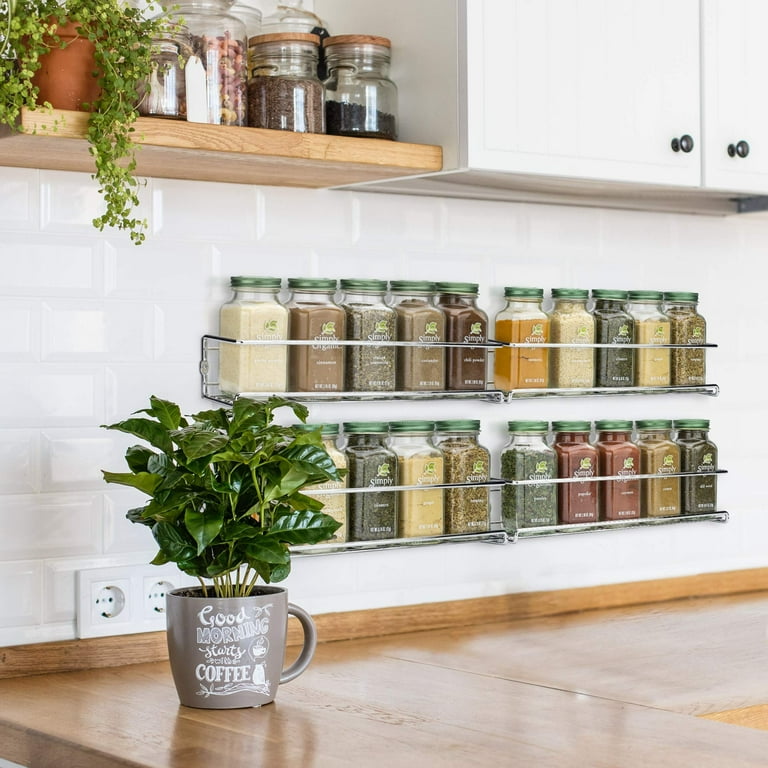 Spice Rack Organizer Wall Mounted 4-Tier Stackable Black Iron Wire Hanging  Spice Shelf Storage Racks,Great for Kitchen and Pantry Storing Spices