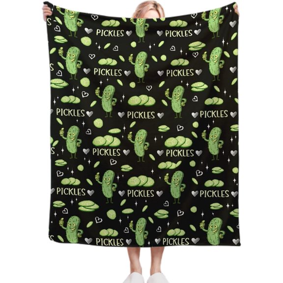 Pickle Blanket for Pickles Lover Funny Pickle Gift for Girl Boys Women Super Soft Flannel Blanket for Sofa Couch Bed Camping Travel - Plush Warm Home Decor for All Seasons