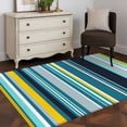 thumbnail image 4 of Teal Yellow Stripes Washable Area Rugs 4'x6', Lines Art Low Pile Throw Living Room Rug Non-Slip Sturdy Edge Binding Carpet for Indoor Entryway Bedside Kitchen, 4 of 9
