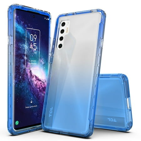 TCL 20 Pro 5G Case, Rosebono Hybrid Gradient Transparent Soft TPU Clear Skin Cover Case For TCL 20 Pro 5G (Blue)