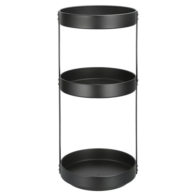 Unique Bargains 3 Tier Lazy Susan Turntable, 10inch Metal Spice Rack Organizer for Kitchen Countertop Rack Self Black