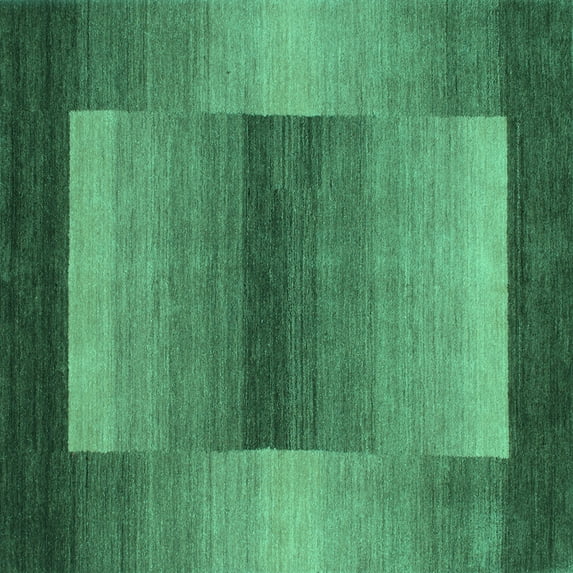Ahgly Company Indoor Square Abstract Turquoise Blue Contemporary Area Rugs, 7' Square