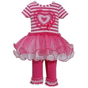 Bonnie Jean St Valentine Heart Tutu Birthday Dress & Leggings Set Girls (12 Months) Pink