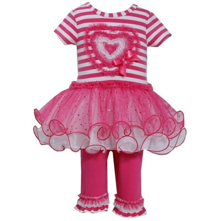 Bonnie Jean St Valentine Heart Tutu Birthday Dress & Leggings Set Girls (12 Months) Pink