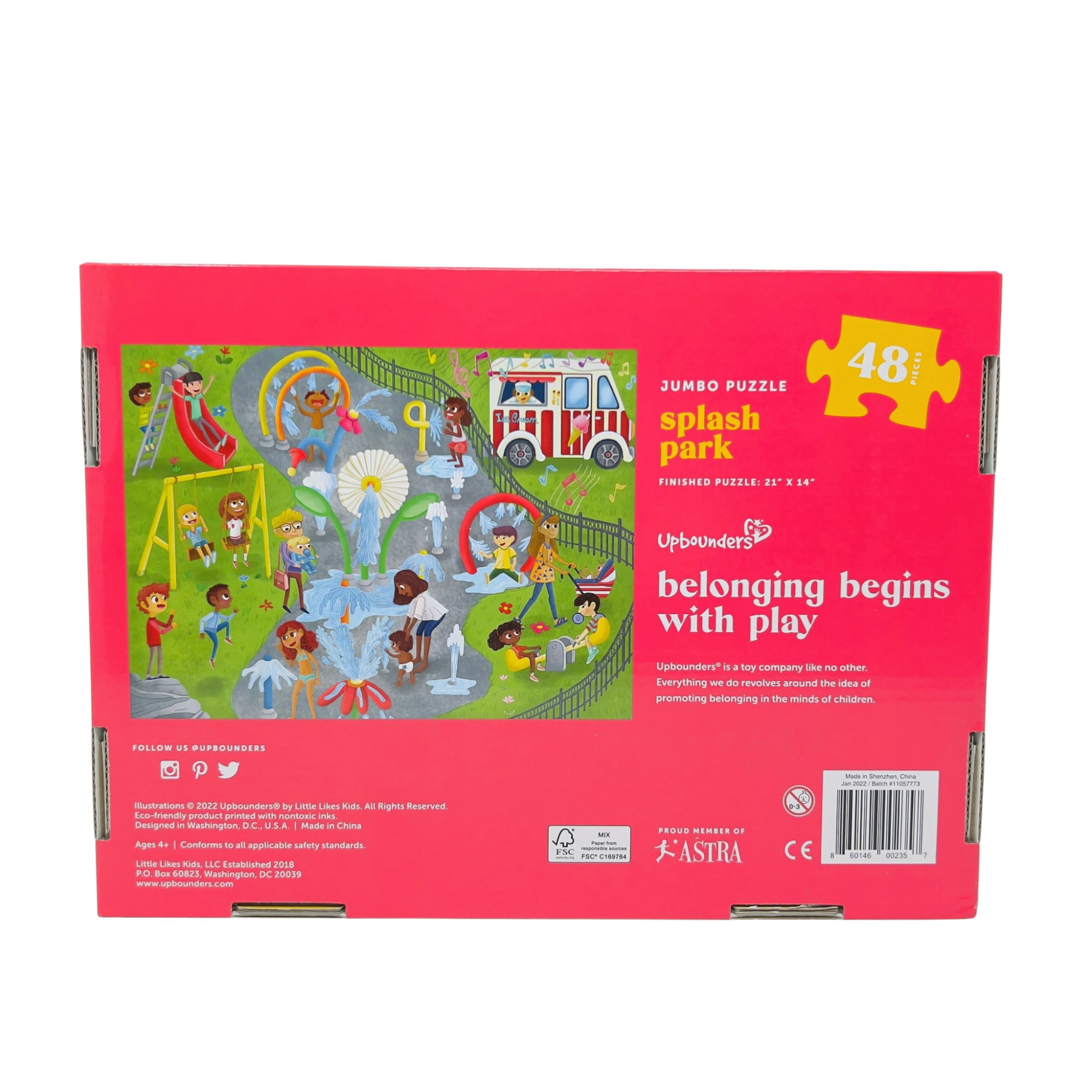 Little Likes Kids - Splash Park Jumbo Puzzle, 48 Pieces, Beginner Jigsaw Floor Puzzle with Multicultural Family Children Preschoolers at Play, Age 4-8