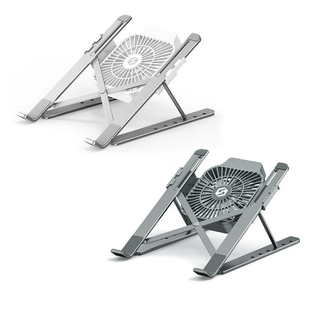 VONKY Support de Refroidissement pour Ordinateur Portable Support pour Ordinateur Bloc-Notes Réglable Antidérapant avec Ventilateur Support Pliable Portable, Argent
