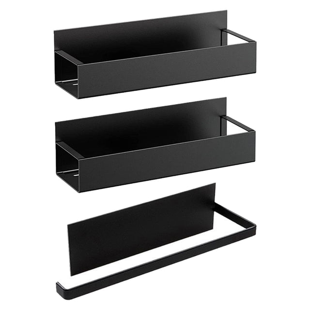 Piwvid Punch-Free Magnetic Storage Rack Organize, 3PCS Set Movable Shelf for Refrigerator, Space Saving Kitchen Holder for Jars, Versatile Metal Organizer for Kitchen Garage