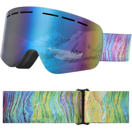 Ski Goggles, Snowboard Goggles Anti Fog UV, OTG Snow Goggles