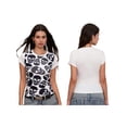 thumbnail image 2 of Michellecmm Women's Summer Slim Tops Short Sleeve Round Neck Skull Print Rhinestone T-shirts, 2 of 8
