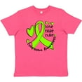 thumbnail image 3 of Inktastic Love, Care, Cure Lymphoma Awareness Lime Green Ribbon Hearts Youth T-Shirt, 3 of 5