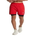 thumbnail image 1 of Men‘s Running Shorts Double Layer Exercise Gym Workout Quick Drying Training Joggers 2 in 1 Sports Shorts with Zip Pockets Fluorescent Green XS, 1 of 7