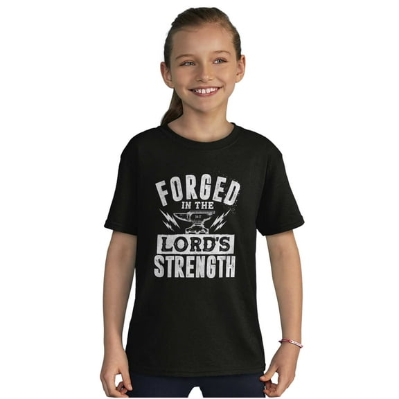 Forged in Lord's Strength Christian Crewneck T Shirts Boy Girl Teen Brisco Brands S
