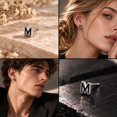 HIRPLIS Simple Enamel Letter Stud Earrings for Men Women Stainless ...